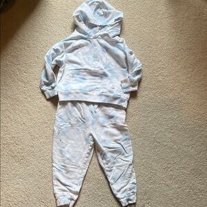 Kids Tie Dye White and Blue Hoodie and Jogger Set
